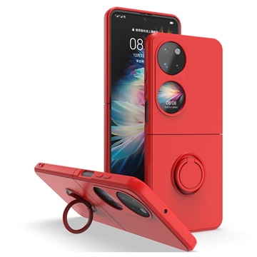 Huawei P50 Pocket Case met Ring Houder - Rood