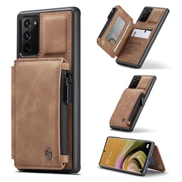 Caseme C20 Ritsvak Samsung Galaxy Note20 Hoesje - Bruin