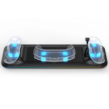 Oplaadstation voor Meta Quest 3 VR Headset en Dual Controller Oplaaddock - Snel opladen, veilige plaatsing - Zwart