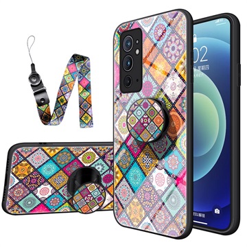 Geruit Patroon OnePlus 9RT 5G Hybrid Case - Kleurrijke Mandala