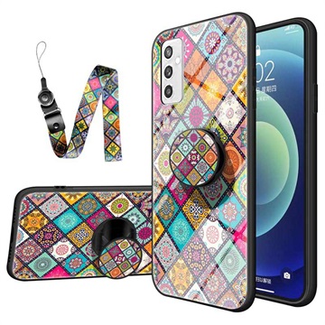 Geruit Patroon Samsung Galaxy M52 5G Hybrid Case - Kleurrijke Mandala