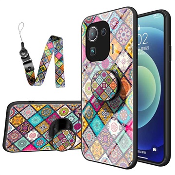 Geruit patroon Xiaomi Mi 11 Pro hybride hoesje - kleurrijke mandala