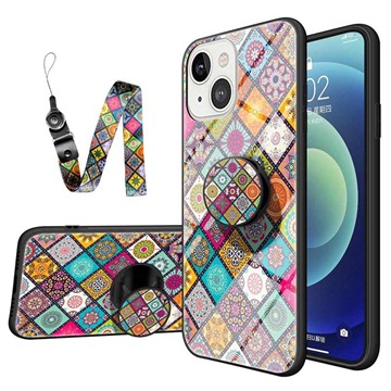 Geruit Patroon iPhone 14 Plus Hybrid Case - Kleurrijke Mandala