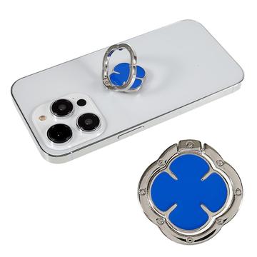 Clover Telefoon Ring Vinger Kickstand Back Stand Houder Beugel Metalen Grip Haak voor Smartphone - Blauw