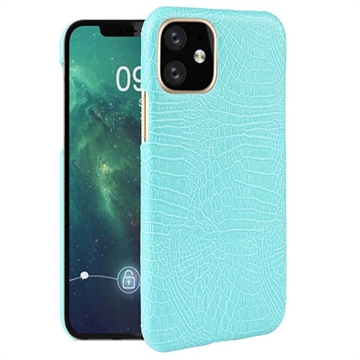 iPhone 11 Bekleed Plastic Hoesje - Krokodil - Cyan