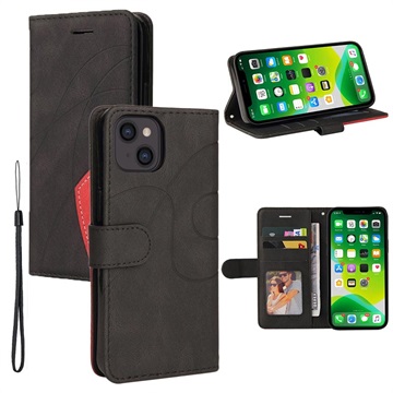 Bi-Color Series iPhone 14 Wallet Case - Zwart