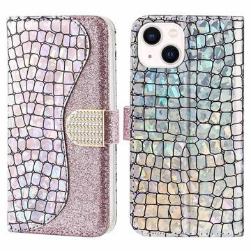 Croco Bling Series iPhone 14 Plus Portemonnee Hoesje - RosÃ© goud