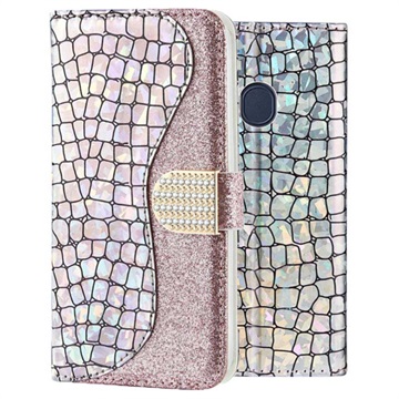 Croco Bling Samsung Galaxy A20e Wallet Case - Zilver