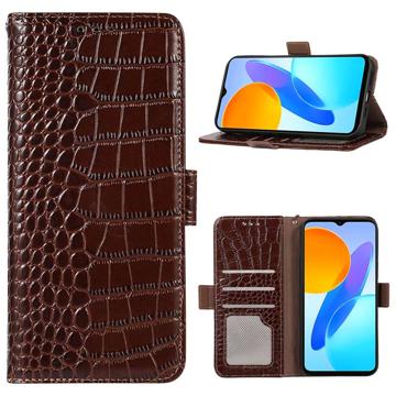 Crocodile Series Honor X8 Wallet Leren Hoesje met RFID - Bruin