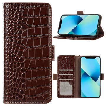 Crocodile Series Nothing Phone (1) Leren Portemonnee Hoesje met RFID - Bruin