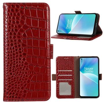 Crocodile Series OnePlus Nord 2T Wallet Leren Hoesje met RFID - Rood