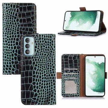 Crocodile Series Samsung Galaxy M13 Wallet Leren Hoesje met RFID - Groen