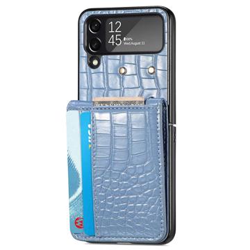 Crocodile Series Samsung Galaxy Z Flip4 Portemonnee Hoesje - Blauw