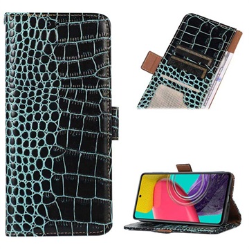 Crocodile Series Samsung Galaxy M53 Wallet Leren Hoesje met RFID - Groen