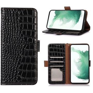 Crocodile Series Honor 70 Wallet Leren Hoesje met RFID - Zwart