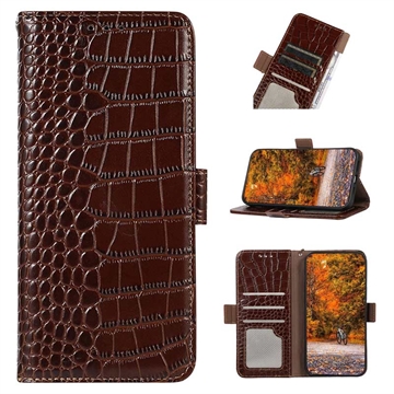 Crocodile Series Motorola Moto G53 Wallet Leren Hoesje met RFID - Bruin