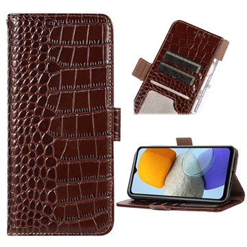 Crocodile Series Samsung Galaxy M33 Wallet Leren Hoesje met RFID - Bruin