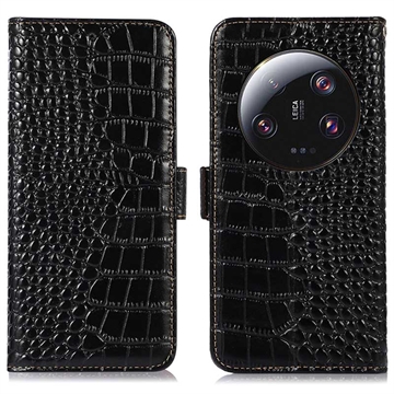 Crocodile Series Xiaomi 13 Ultra Wallet Leren Hoesje met RFID Zwart