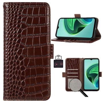 Crocodile Xiaomi Redmi A1 Wallet Leren Hoesje met RFID - Bruin