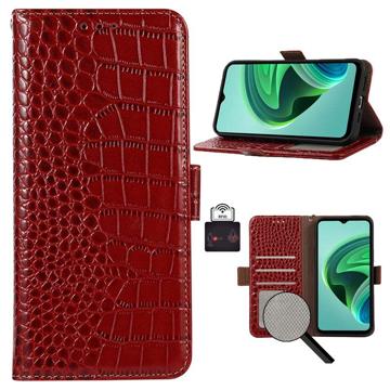 Crocodile Xiaomi Redmi A1 Wallet Leren Hoesje met RFID - Rood