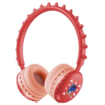 Leuke dinosaurus stereo kinderhoofdtelefoon Y18 - 3,5 mm - rood