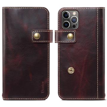 Denior Vintage Series iPhone 14 Pro Wallet Leren Hoesje - Rood