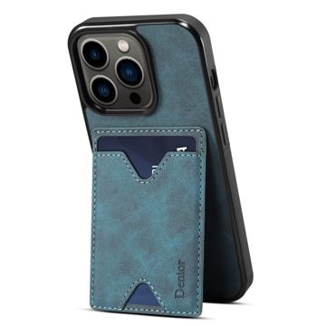 Denior Kaarthouder Standaard iPhone 14 Pro TPU Hoesje - Blauw