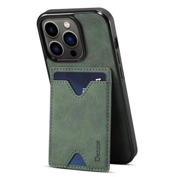 Denior Kaarthouder Standaard iPhone 14 Pro TPU Hoesje - Groen