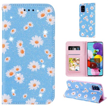 Daisy Pattern Samsung Galaxy A51 5G Wallet Case - Blauw