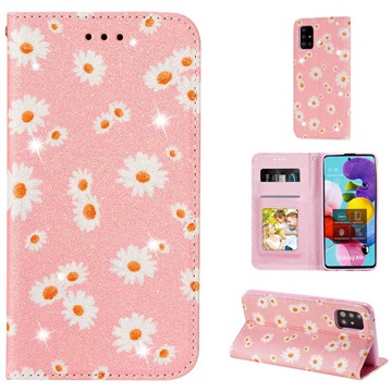 Daisy Pattern Samsung Galaxy A51 5G Wallet Case - Roze