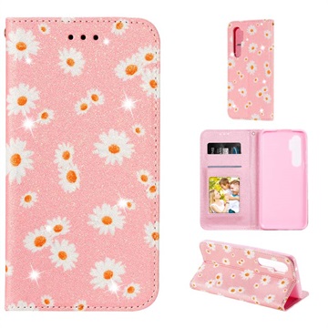 Daisy Pattern Xiaomi Mi Note 10 Lite Wallet Case - Roze