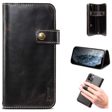 Denior Vintage Series iPhone 13 Pro Wallet Leren Hoesje - Zwart