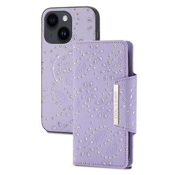 Dolisma Glitter iPhone 14 Portemonnee Hoesje - Paars