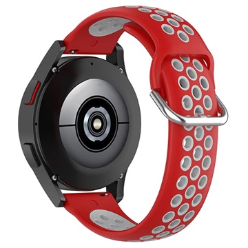 Tweekleurige Samsung Galaxy Watch4/Watch4 Classic/Watch5 siliconen sportband - rood / grijs