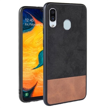 Dual Fashion Samsung Galaxy A30, Galaxy A20 Hybrid Case - Zwart / Bruin