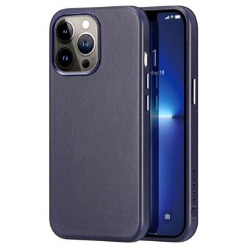 Dux Ducis Naples iPhone 13 Pro Max Leren Gecoate Case - Blauw