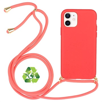 Saii Eco Line iPhone 12/12 Pro Hoesje met Riem - Rood