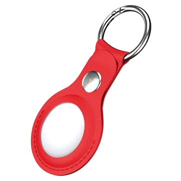 Apple AirTag Elegante Beschermhoes met Sleutelhanger - Rood