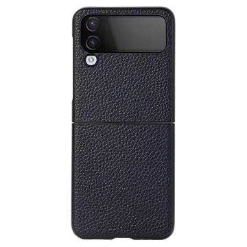 Elegante Samsung Galaxy Z Flip4 Leren Case - Blauw