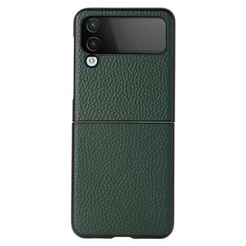 Elegante Samsung Galaxy Z Flip4 Leren Case - Groen