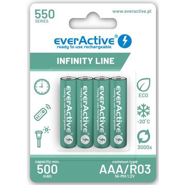 4 x everActive R03/AAA Ni-MH 550 mAh rechargeable batterij