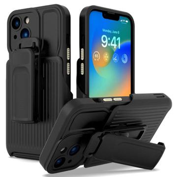 Explorer Series iPhone 14 Plus Hybride Hoesje met Riemclip - Zwart