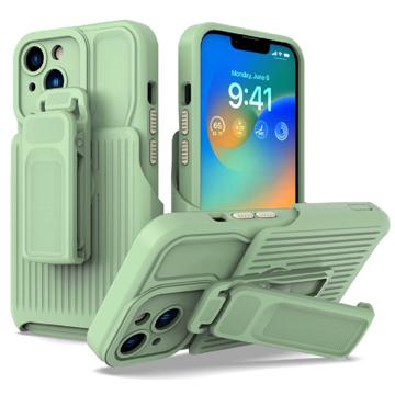 Explorer Series iPhone 14 Hybride Hoesje met Riemclip - Lichtgroen