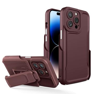 Explorer Series iPhone 14 Pro Max Hybride Hoesje met Riemclip - Coffee