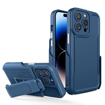 Explorer Series iPhone 14 Pro Max Hybride Hoesje met Riemclip - Donkerblauw