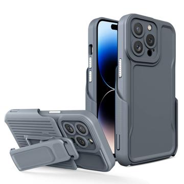 Explorer Series iPhone 14 Pro Max Hybride Hoesje met Riemclip - Grijs