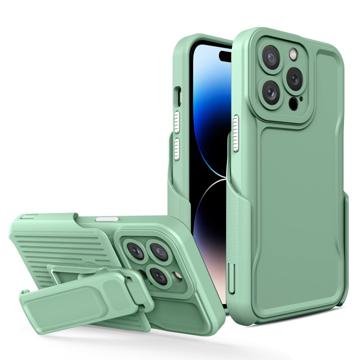 Explorer Series iPhone 14 Pro Max Hybride Hoesje met Riemclip - Licht Groen