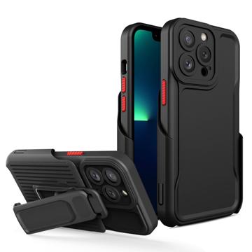 Explorer Series iPhone 14 Pro Hybride Hoesje met Riemclip - Zwart