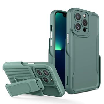 Explorer Series iPhone 14 Pro Hybride Hoesje met Riemclip - Donkergroen