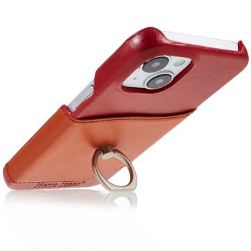 Fierre Shann iPhone 14 Case met Kaartsleuf en Standaard - Rood